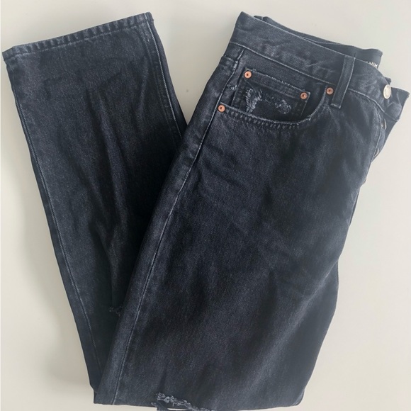 Aritzia Denim Forum Joni High Rise Loose Black Eyeliner Destroy Jeans - Picture 5 of 7